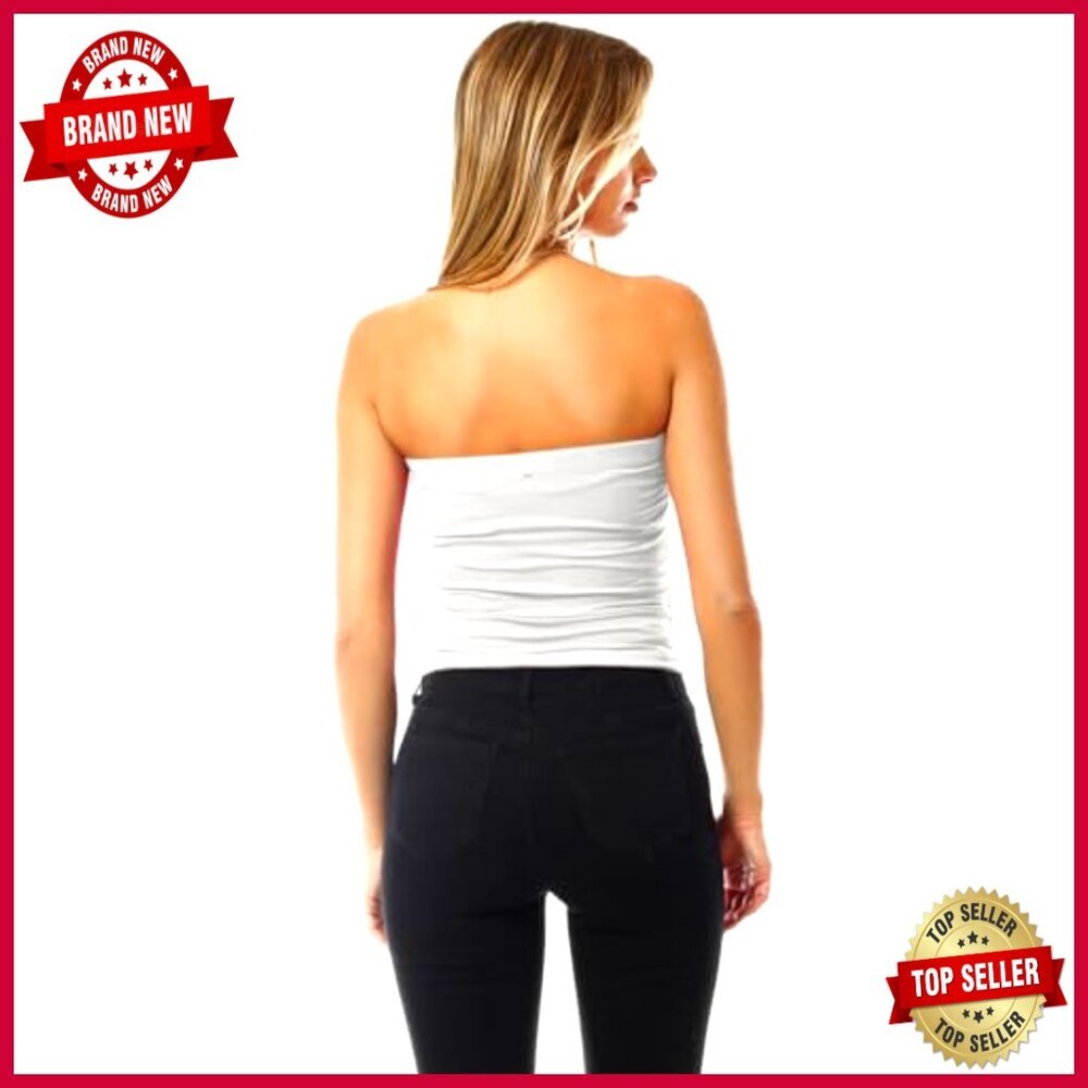 3 Pack Tube Tops with Built-in Bra, Strapless Bandeau, Side Ruched - Picture 4 of 6